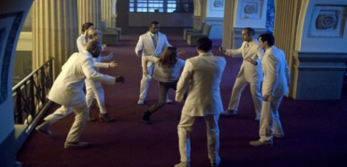 Re-enacting the Backstreet Boys  "I Want It That Way" video